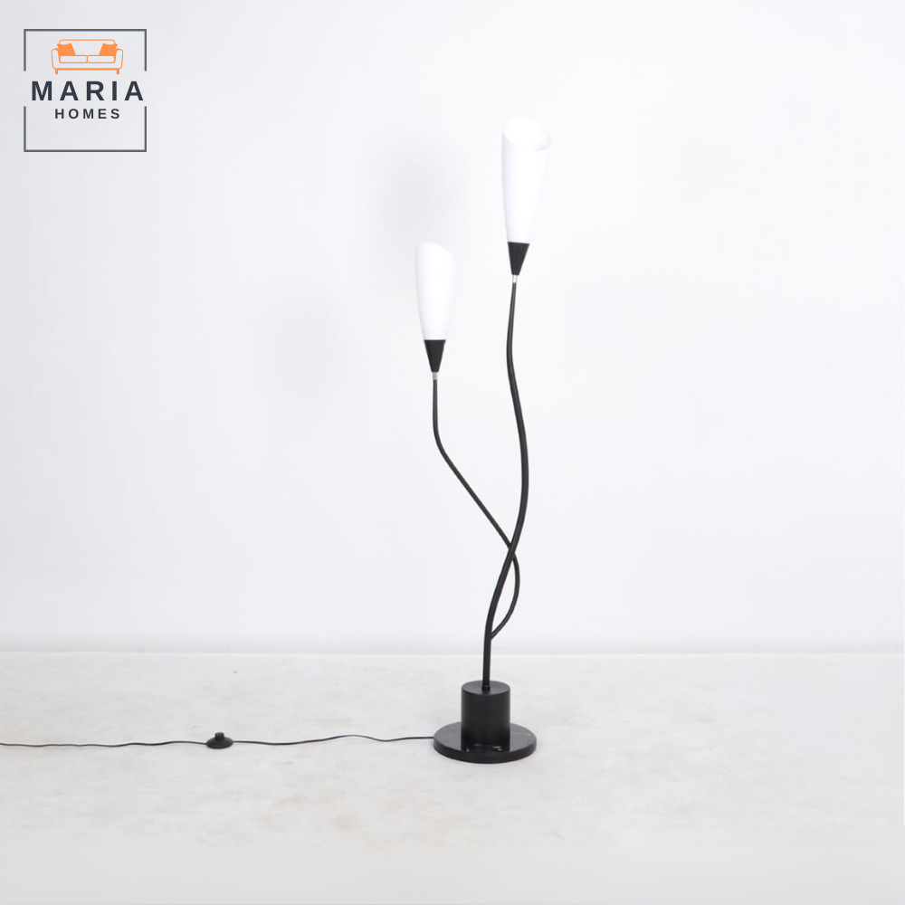 Modern Dual-Head Floor Lamp – Black & White Minimalist Lighting for Stylish Spaces