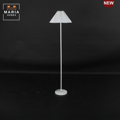 Modern Minimalist Floor Lamp – Black Metal Base with White Pleated Lampshade