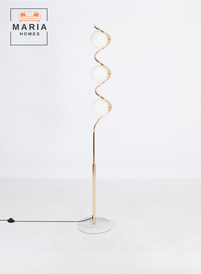 Luxury Gold Floor Lamp with Marble Base – Elegant Spiral Design with Globe Lights