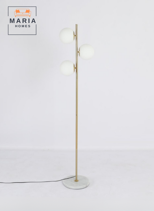 Luxury Gold Floor Lamp with 3 Globe Lights & Marble Base – Modern Minimalist Design