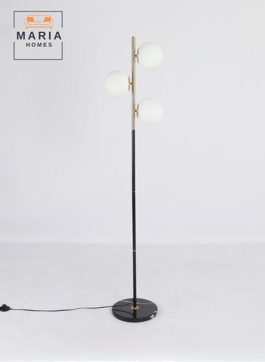 Luxury Gold Floor Lamp with 3 Globe Lights & Marble Base – Modern Minimalist Design