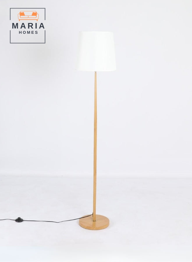 Elegant Wooden Floor Lamp with White Shade