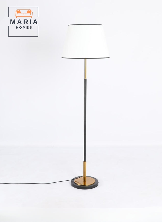 Elegant Black and Gold Floor Lamp with White Shade