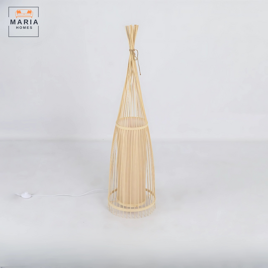 Handcrafted Bamboo Floor Lamp – Natural Woven Design for Cozy Ambiance